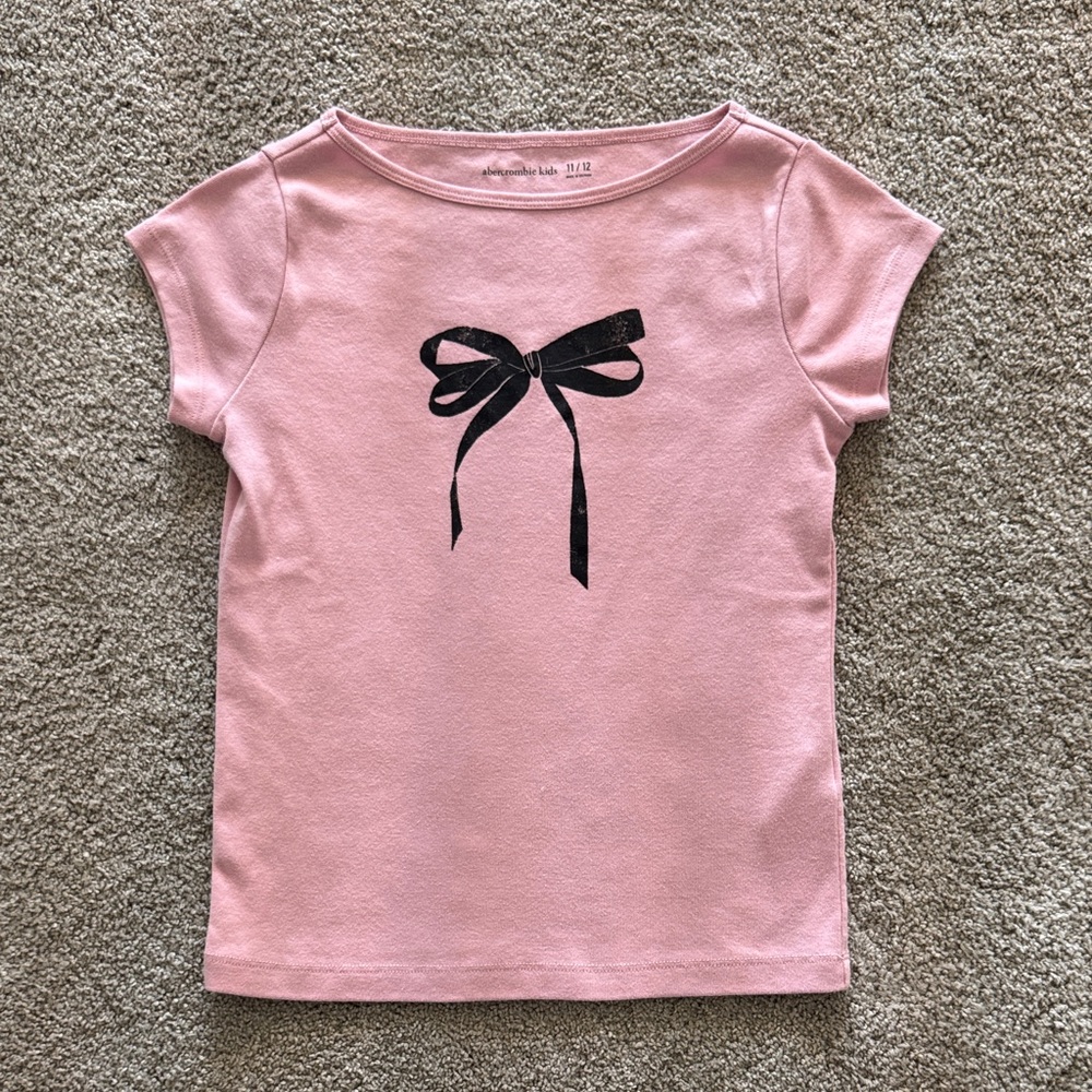 Abercrombie Kids Pink Tee with Black Bow